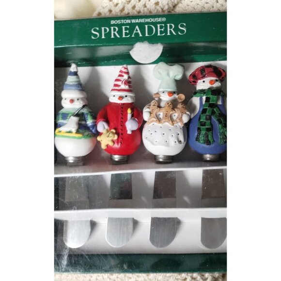 Boston Warehouse Snowman Spreader Set Of 4 Let it Snow - Picture 1 of 5